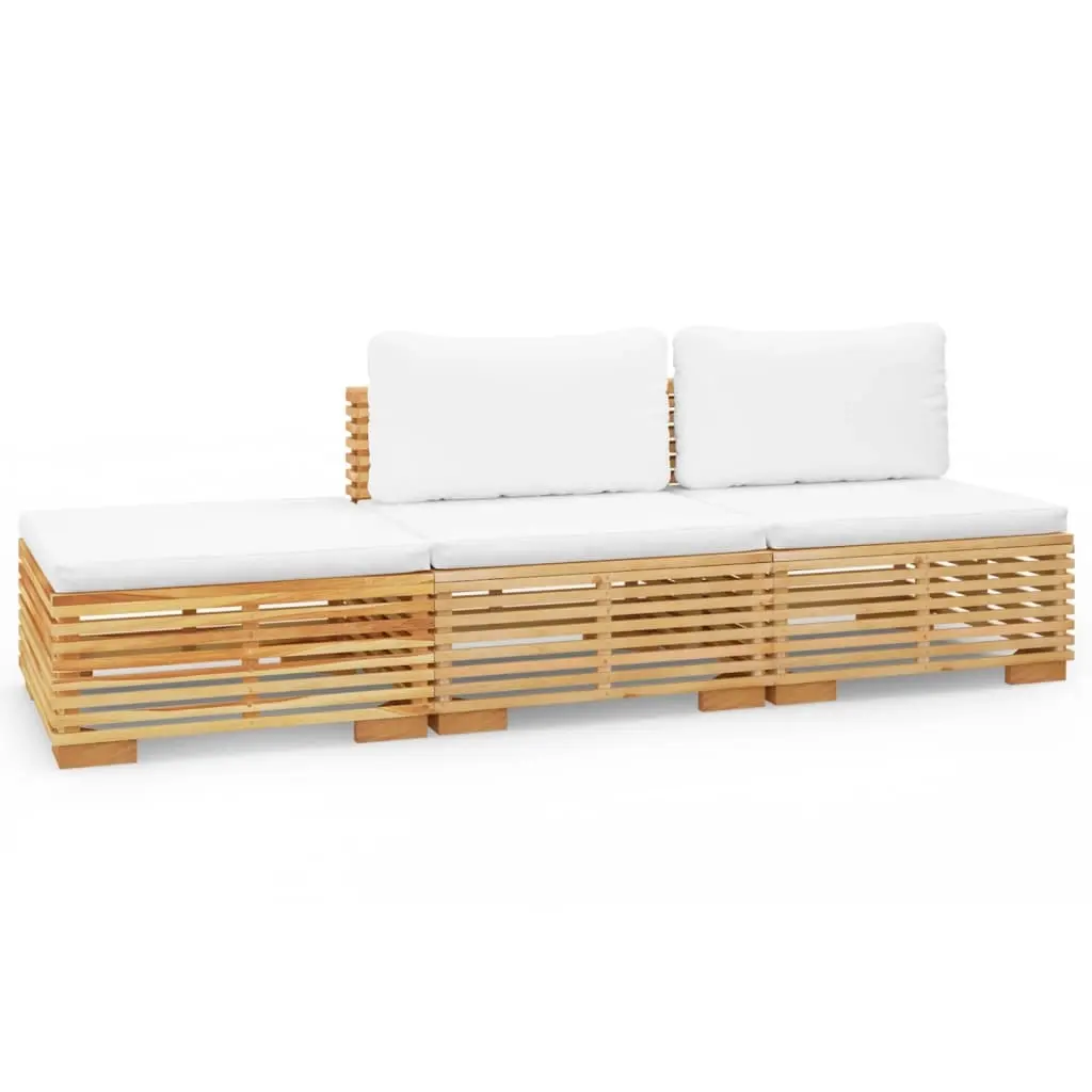 3 Piece Garden Lounge Set with Cushions Solid Teak Wood 3100903 - Furniture