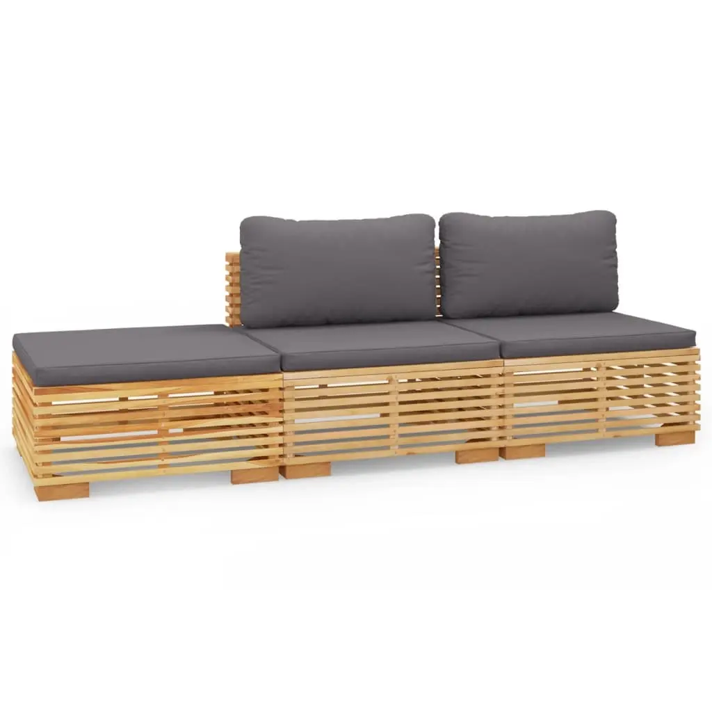 3 Piece Garden Lounge Set with Cushions Solid Wood Teak 3100904 - Furniture