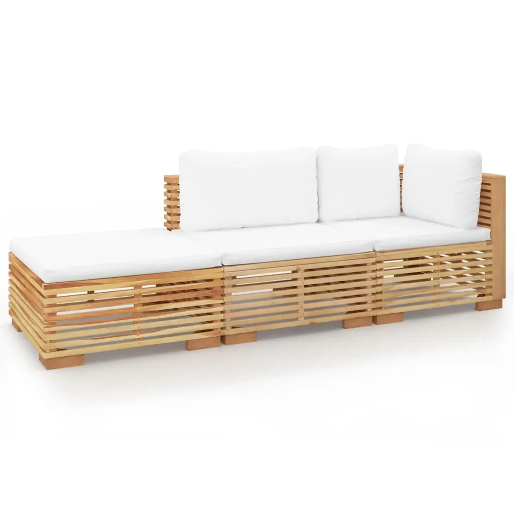 3 Piece Garden Lounge Set with Cushions Solid Wood Teak 3100905 - Furniture