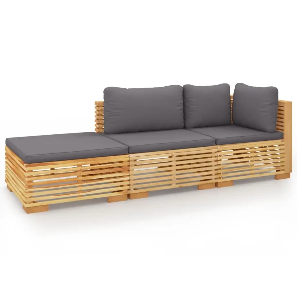 3 Piece Garden Lounge Set with Cushions Solid Wood Teak 3100906 - Furniture