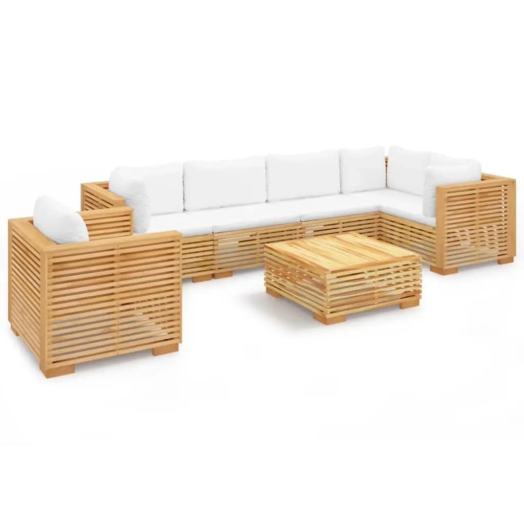 7 Piece Garden Lounge Set with Cushions Solid Wood Teak 3100907 - Furniture