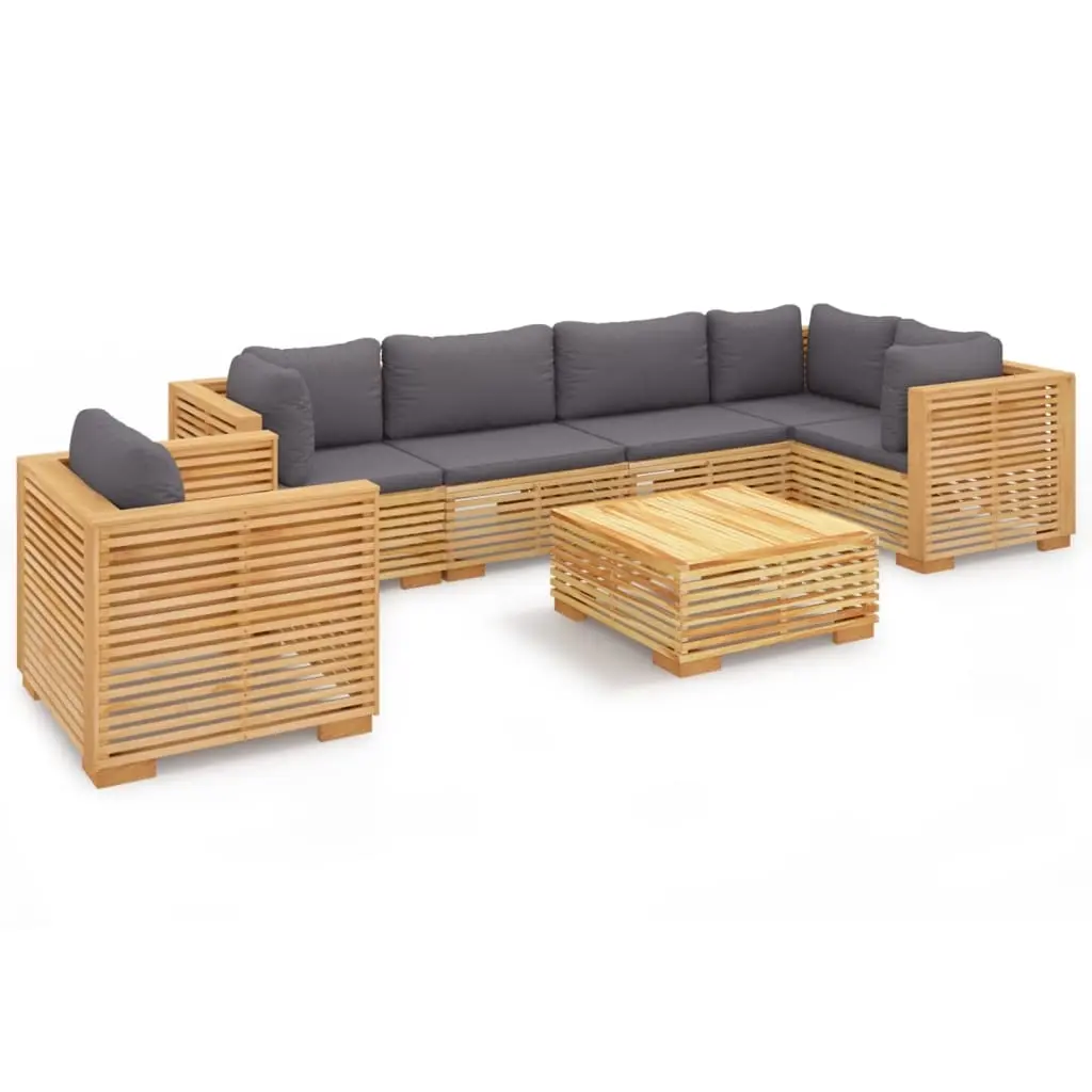 7 Piece Garden Lounge Set with Cushions Solid Wood Teak 3100908 - Furniture