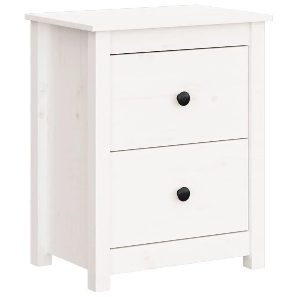 Bedside Cabinet White 50x35x61.5 cm Solid Wood Pine 813681 - Furniture
