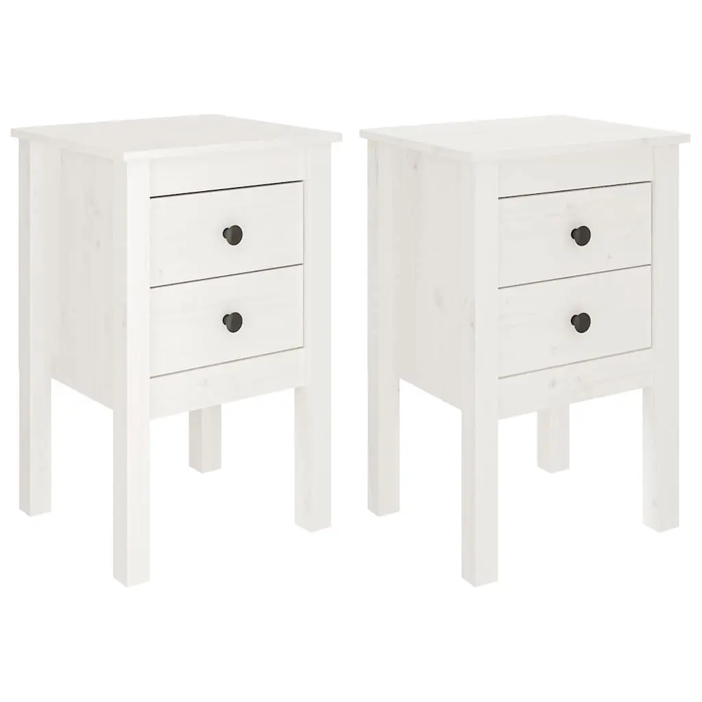 Bedside Cabinets 2 pcs White 40x35x61.5 cm Solid Wood Pine 813692 - Furniture
