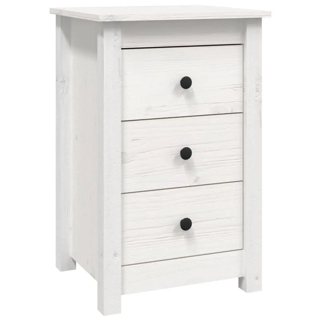 Bedside Cabinet White 40x35x61.5 cm Solid Wood Pine 813701 - Furniture