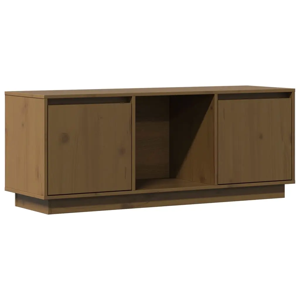 TV Cabinet Honey Brown 110.5x35x44 cm Solid Wood Pine 814342 - Furniture