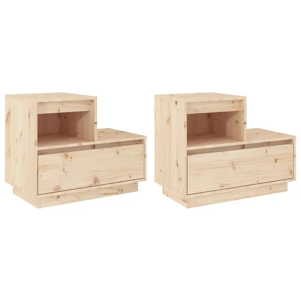 Bedside Cabinets 2 pcs 60x34x51 cm Solid Wood Pine 814375 - Furniture