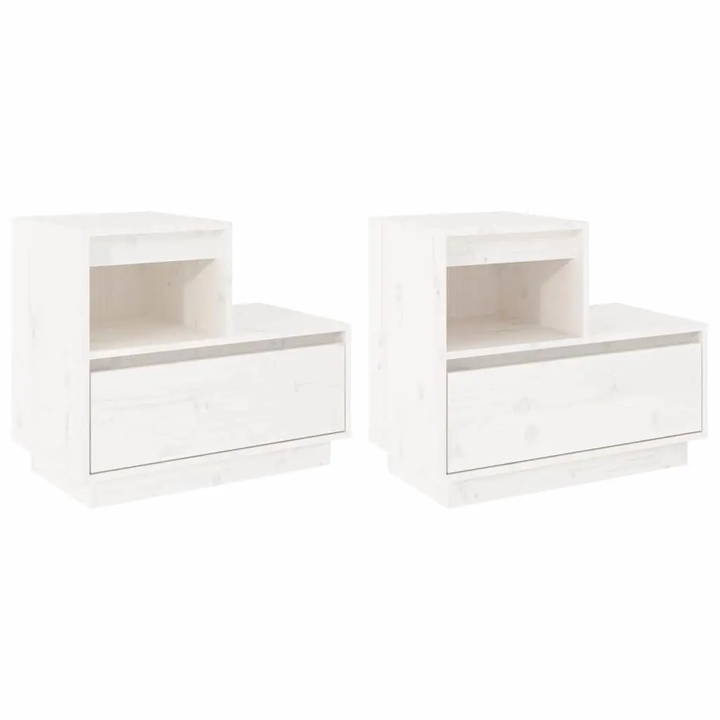 Bedside Cabinets 2 pcs White 60x34x51 cm Solid Wood Pine 814377 - Furniture