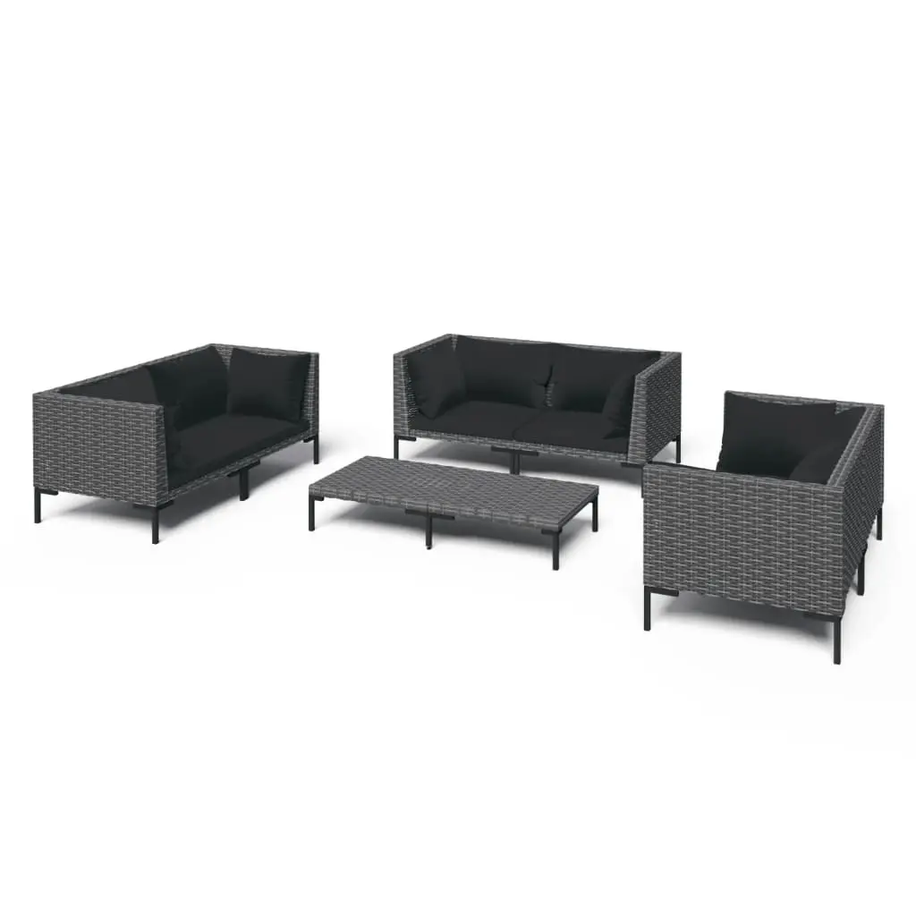 7 Piece Garden Lounge Set with Cushions Poly Rattan Dark Grey 3099831 - Furniture