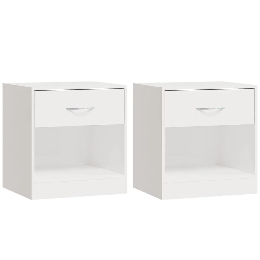 Bedside Cabinets 2 pcs with Drawer High Gloss White 342585 - Furniture