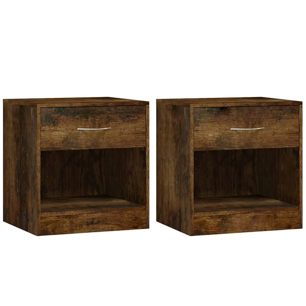 Bedside Cabinets 2 pcs with Drawer Smoked Oak 342586 - Furniture