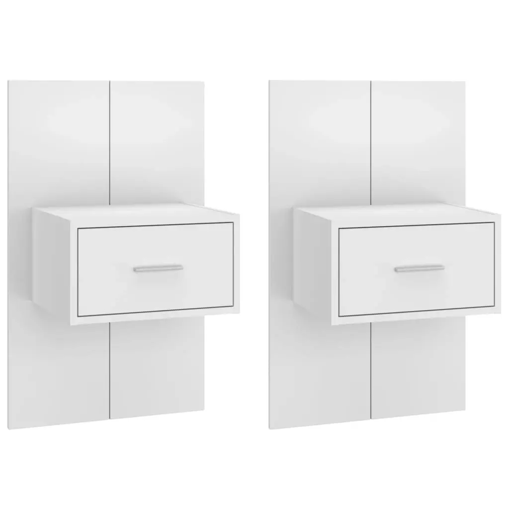 Wall-mounted Bedside Cabinets 2 pcs High Gloss White 810984