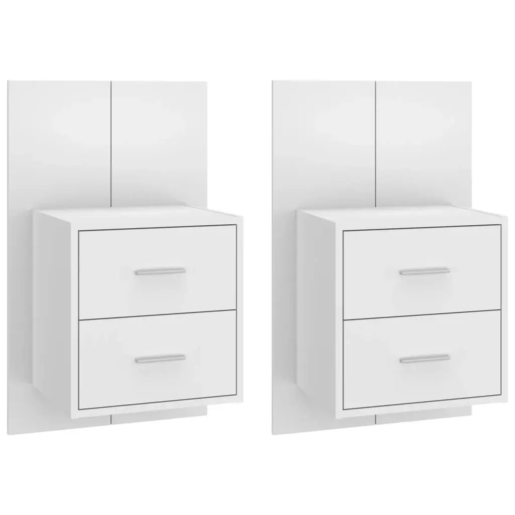 Wall-mounted Bedside Cabinets 2 pcs High Gloss White 811002