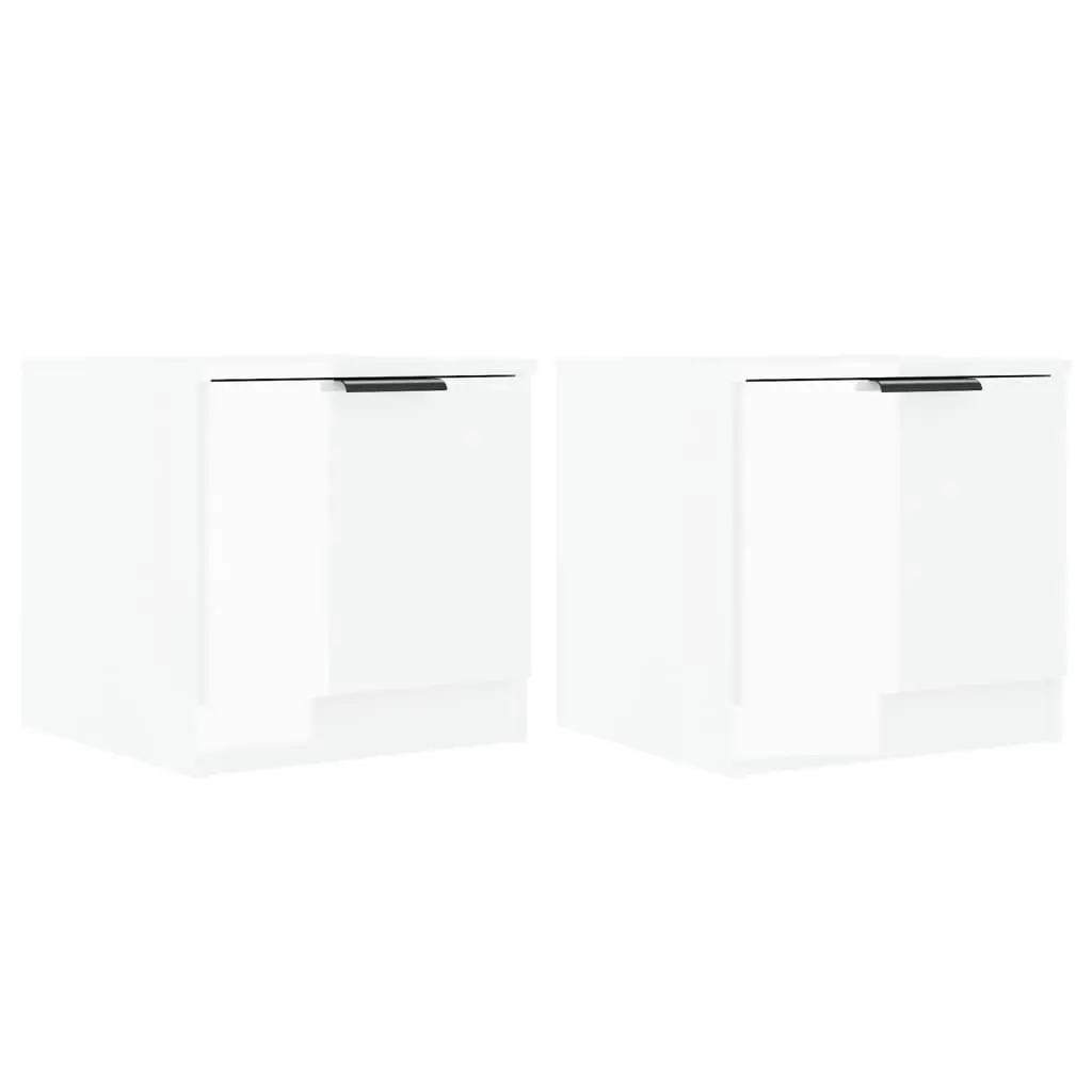 Bedside Cabinets 2 pcs High Gloss White 40x39x40 cm 811209 - Furniture