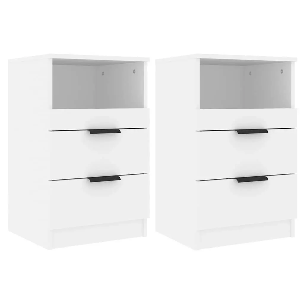 Bedside Cabinets 2 pcs White Engineered Wood 811233 - Furniture