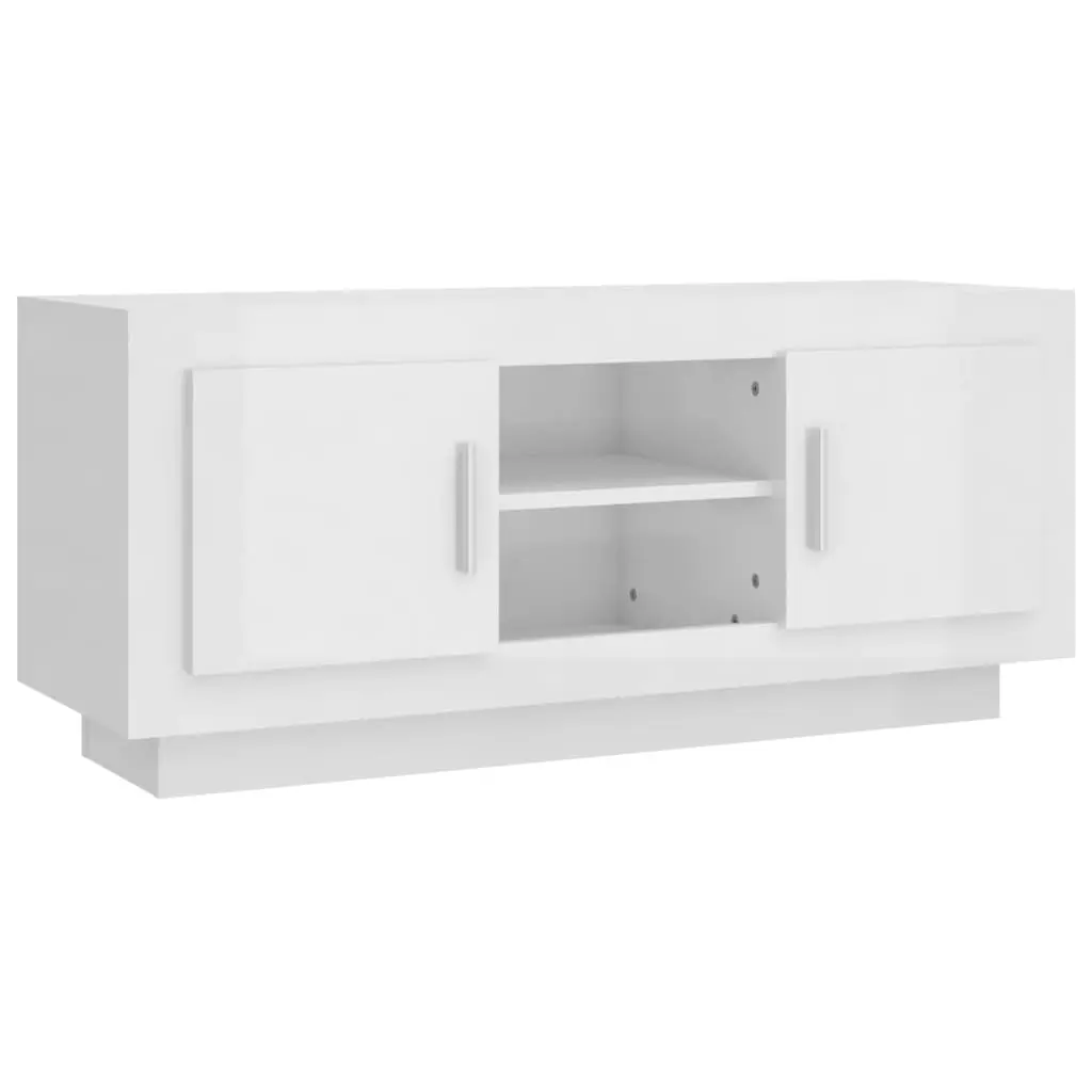 TV Cabinet High Gloss White 102x35x45 cm Engineered Wood 811796 - Furniture