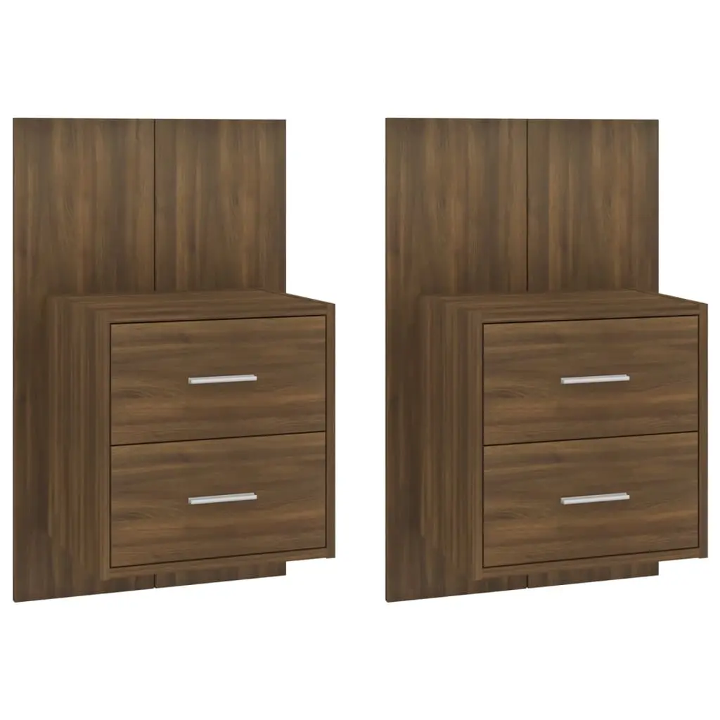 Wall-mounted Bedside Cabinets 2 pcs Brown Oak 816963
