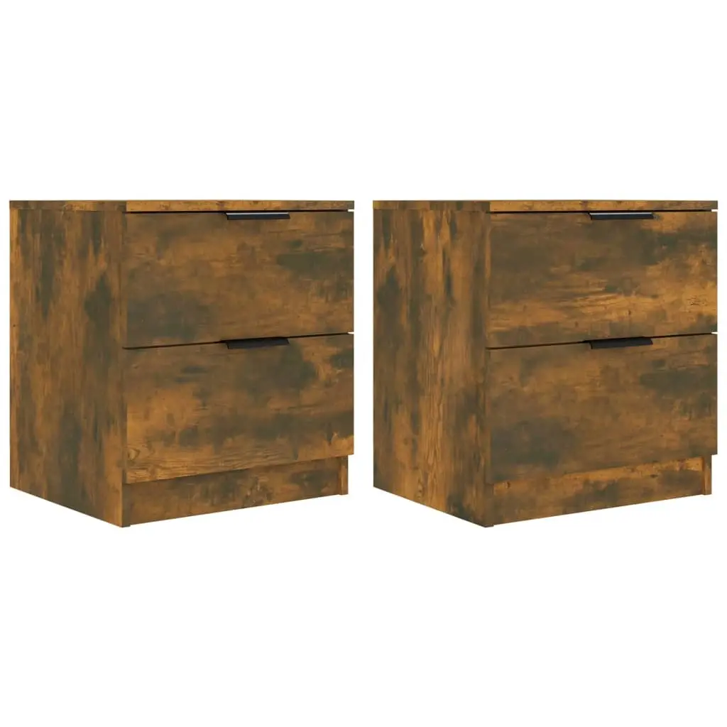 Bedside Cabinets 2 pcs Smoked Oak Engineered Wood 817034 - Furniture