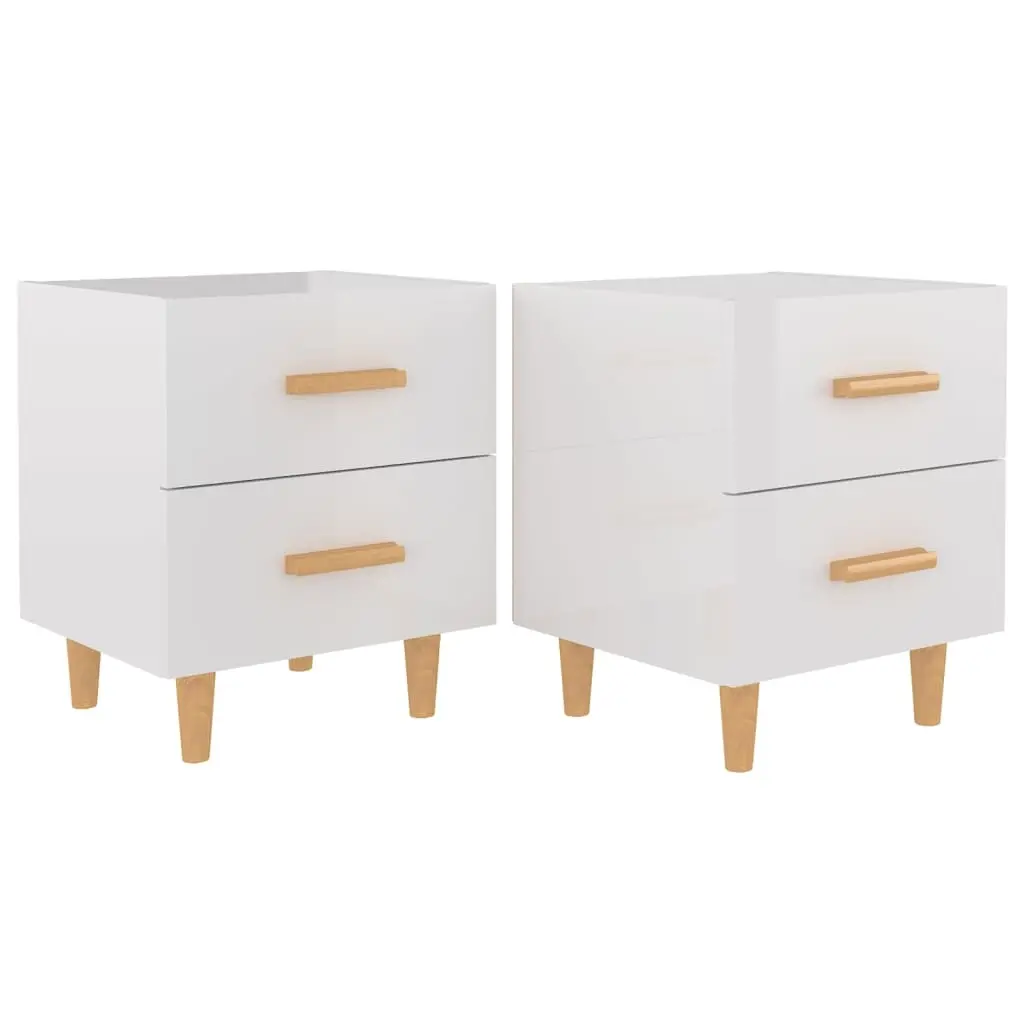 Bed Cabinets 2 pcs High Gloss White 40x35x47.5 cm 811983 - Furniture