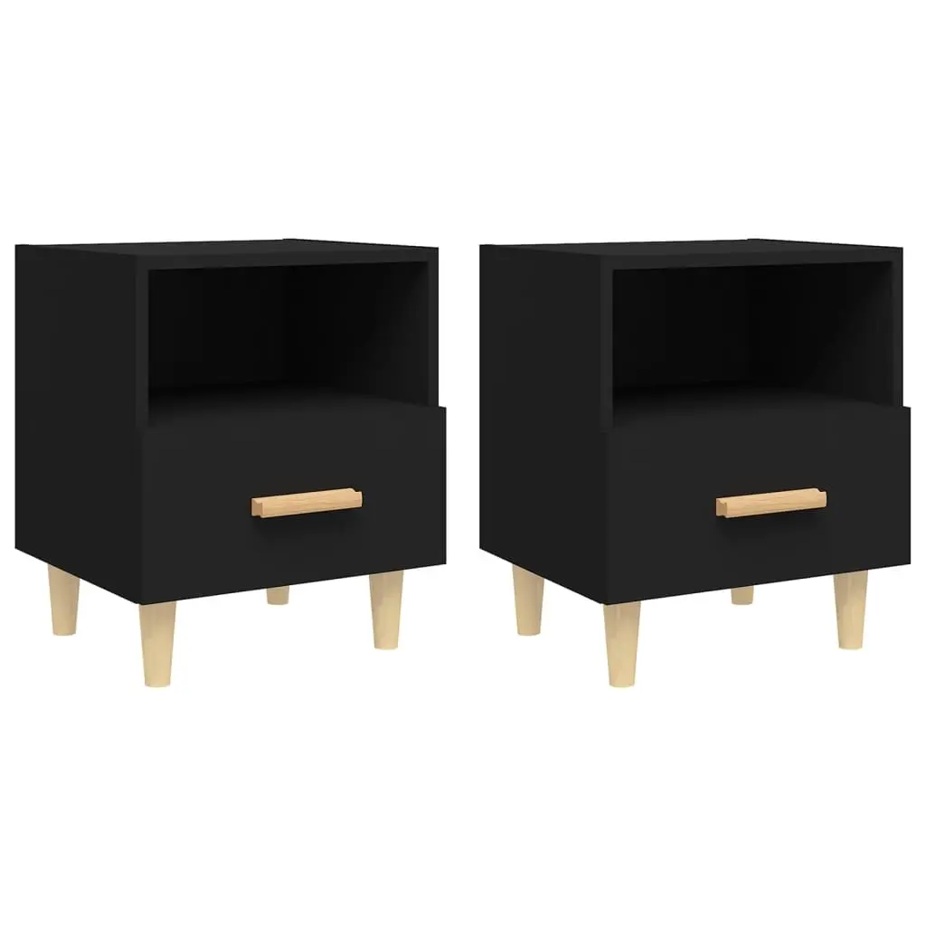 Bedside Cabinets 2 pcs Black 40x35x47 cm 812009 - Furniture