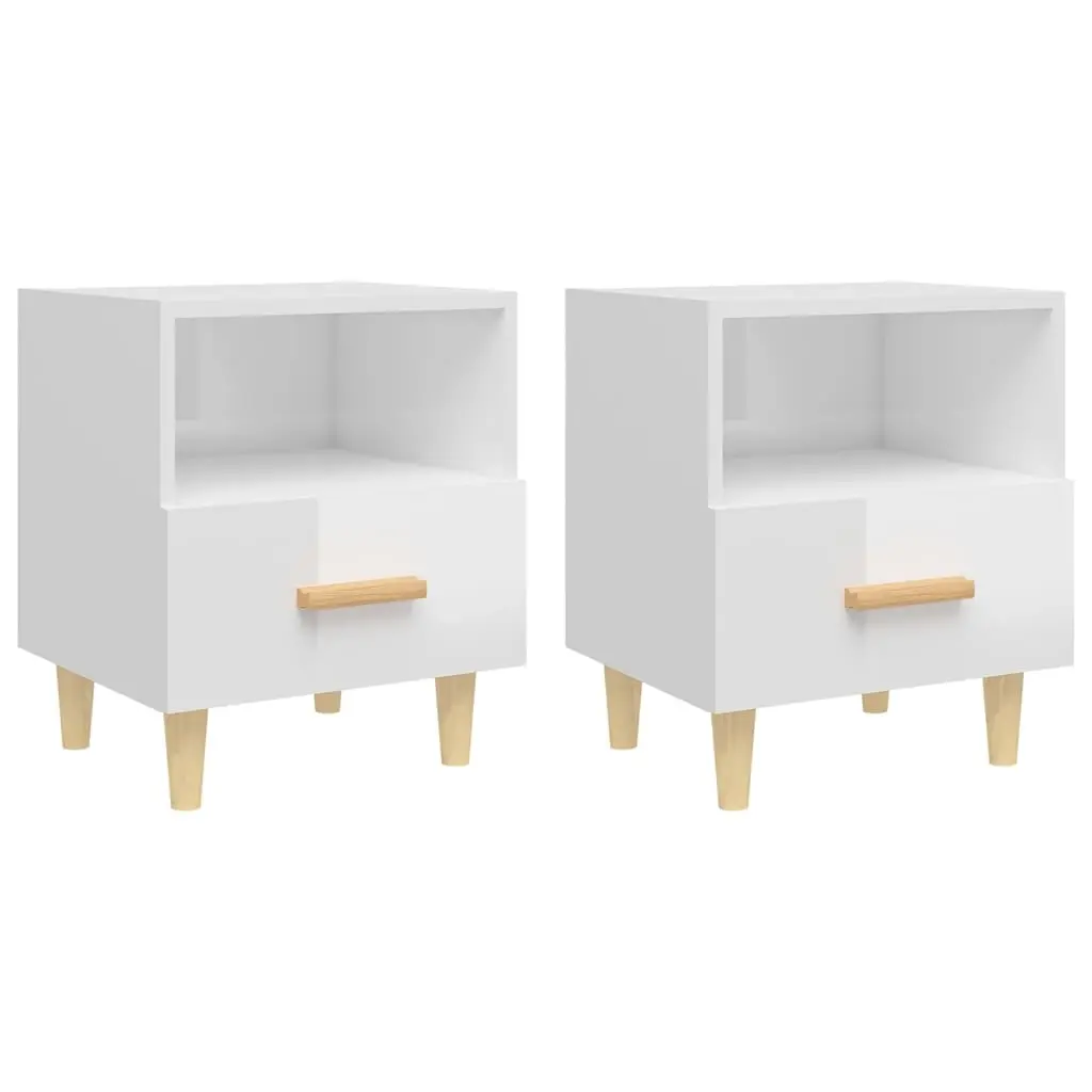 Bedside Cabinets 2 pcs High Gloss White 40x35x47 cm 812019 - Furniture