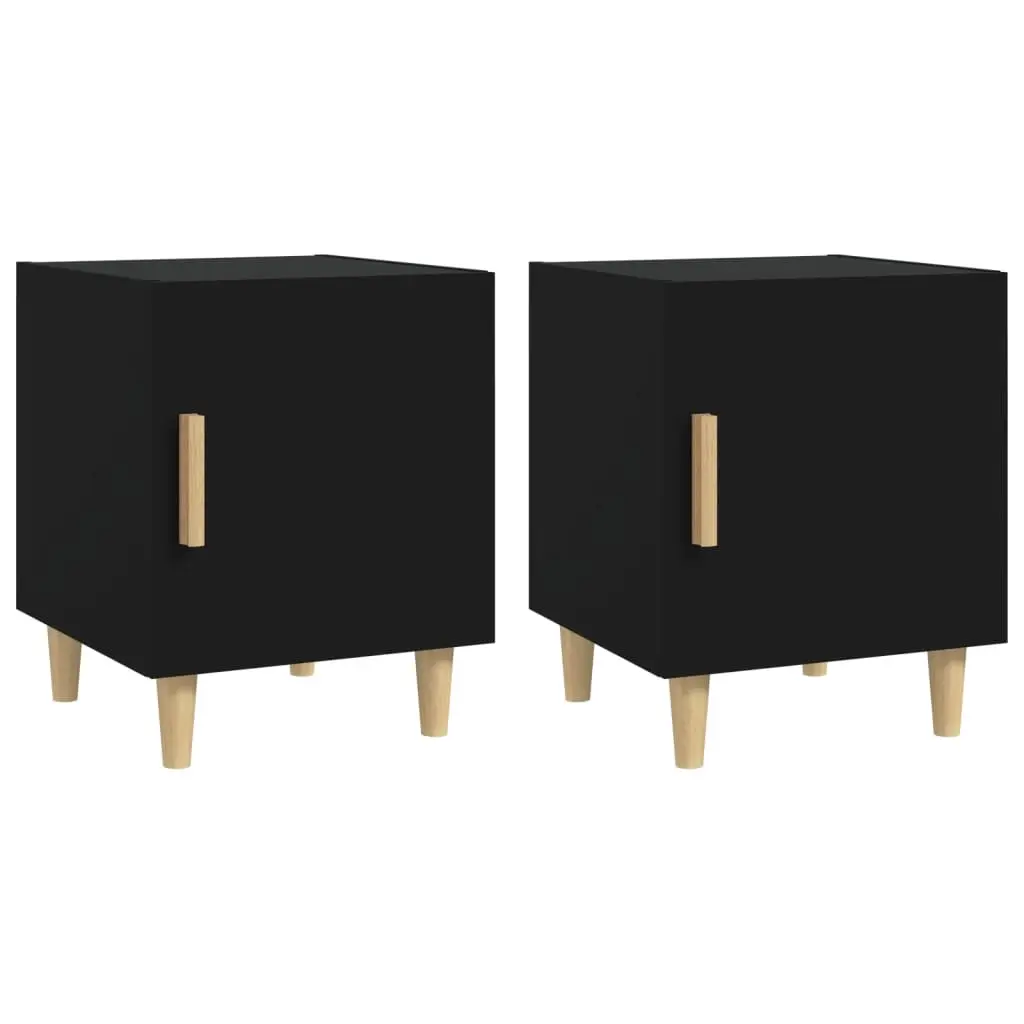 Bedside Cabinets 2 pcs Black Engineered Wood 812045 - Furniture
