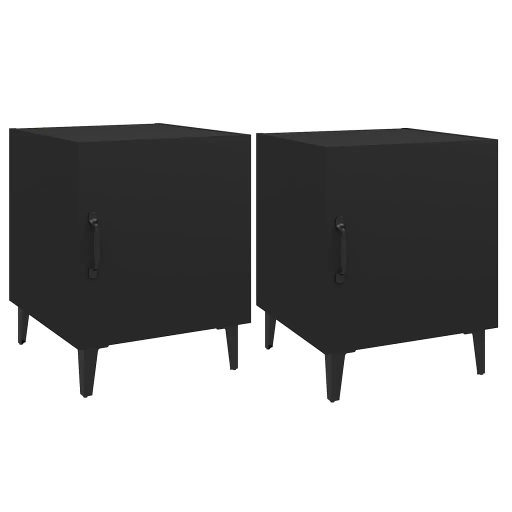 Bedside Cabinets 2 pcs Black Engineered Wood 812063 - Furniture