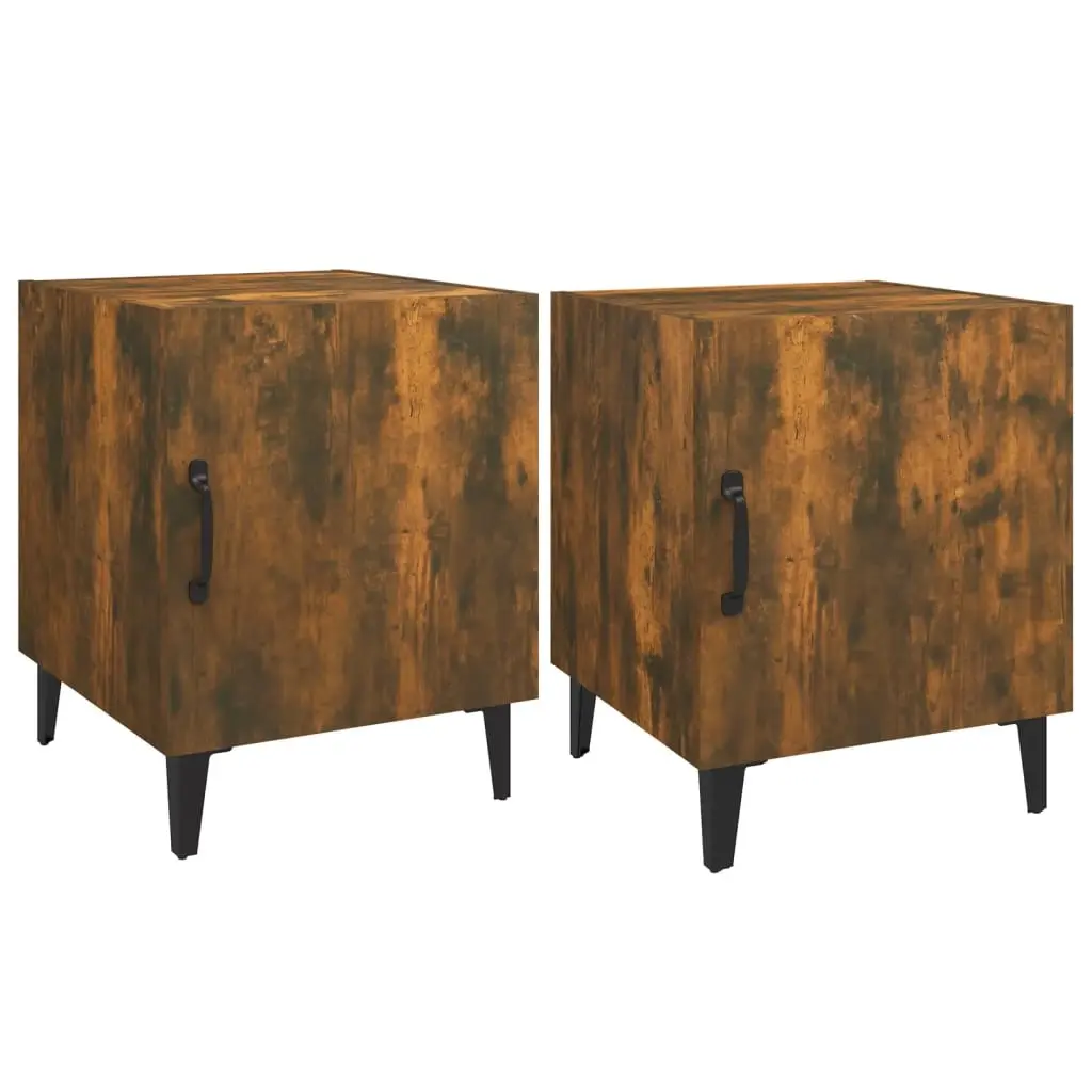 Bedside Cabinets 2 pcs Smoked Oak Engineered Wood 817316 - Furniture
