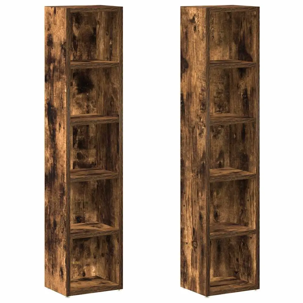 CD Cabinets 2 pcs Smoked Oak 21x16x93.5 cm Engineered Wood 815318 - Furniture