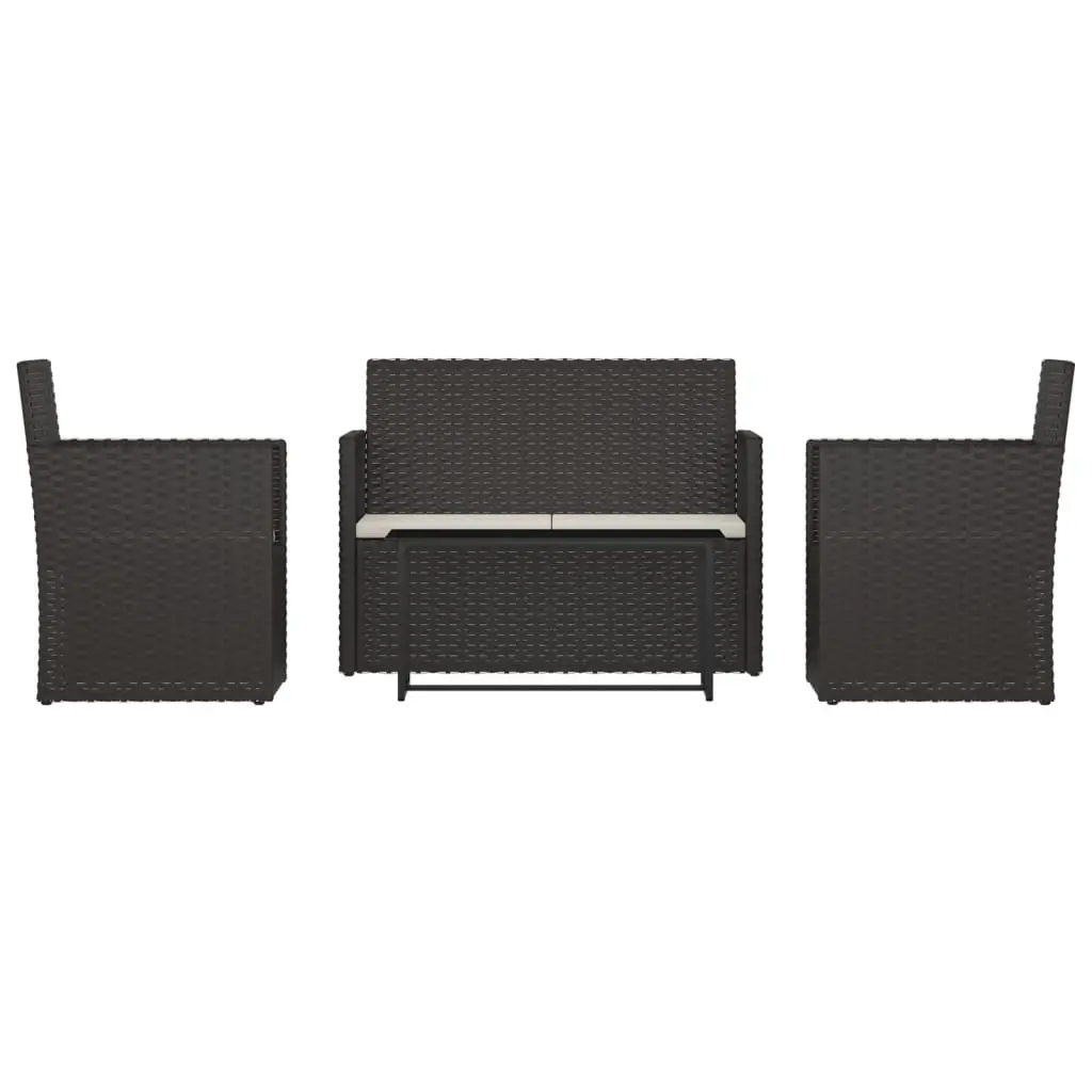 4 Piece Outdoor Lounge Set with Cushions Poly Rattan Black 319194 - Furniture