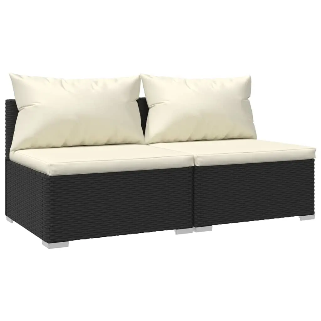 2 Piece Garden Lounge Set with Cushions Poly Rattan Black 3101391 - Furniture