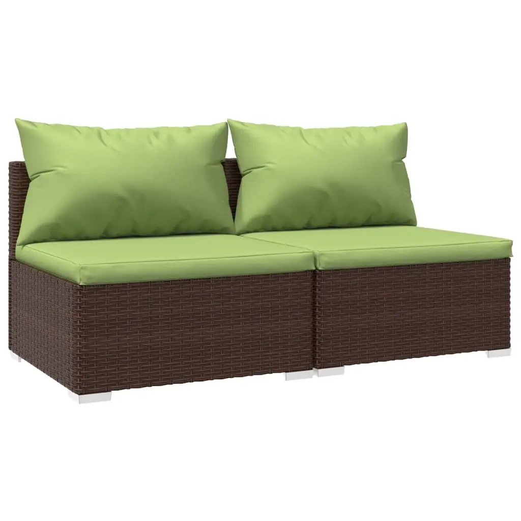 2 Piece Garden Lounge Set with Cushions Poly Rattan Brown 3101396 - Furniture
