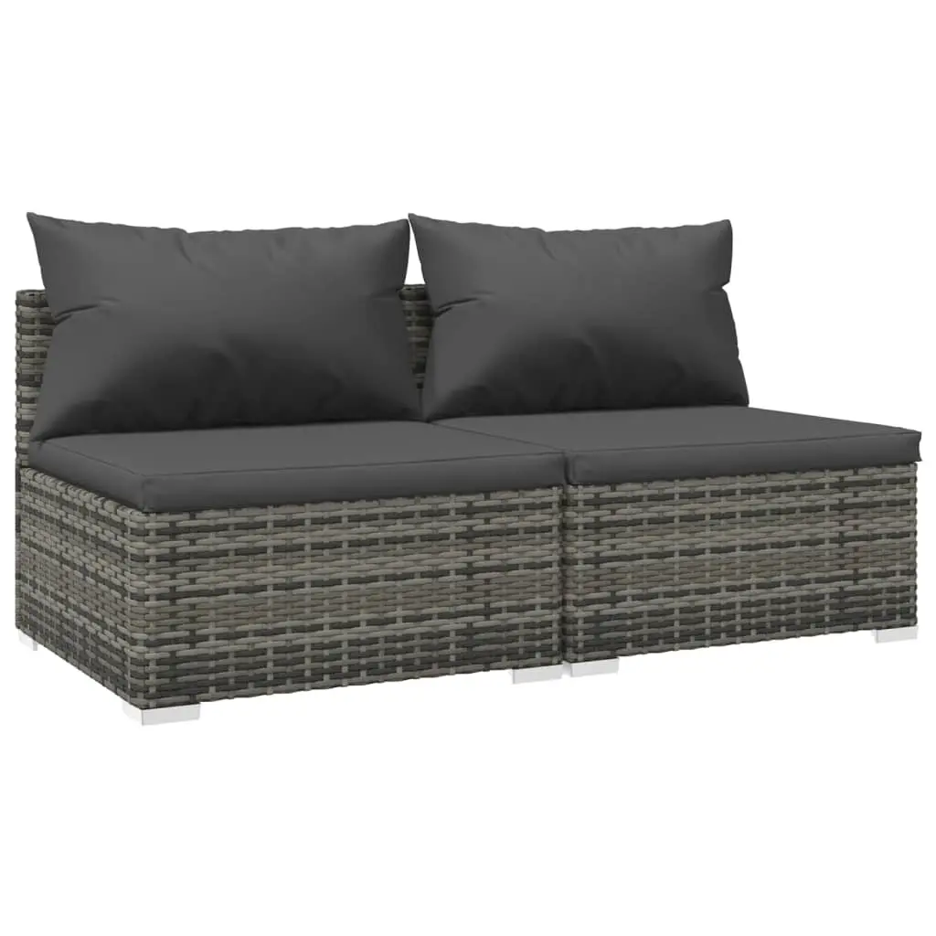 2 Piece Garden Lounge Set with Cushions Poly Rattan Grey 3101397 - Furniture