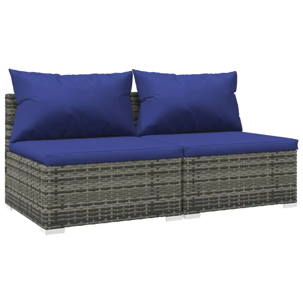 2 Piece Garden Lounge Set with Cushions Poly Rattan Grey 3101398 - Furniture