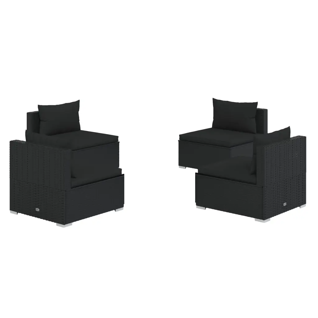 4 Piece Garden Lounge Set with Cushions Poly Rattan Black 3101528 - Furniture
