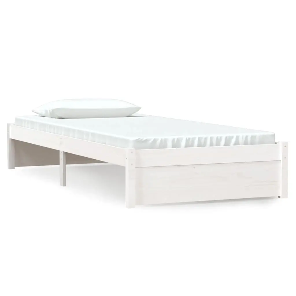 Bed Frame without Mattress White Solid Wood 90x190 cm 814915 - Furniture