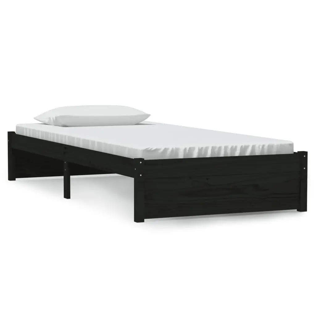 Bed Frame without Mattress Black Solid Wood 90x190 cm 814918 - Furniture