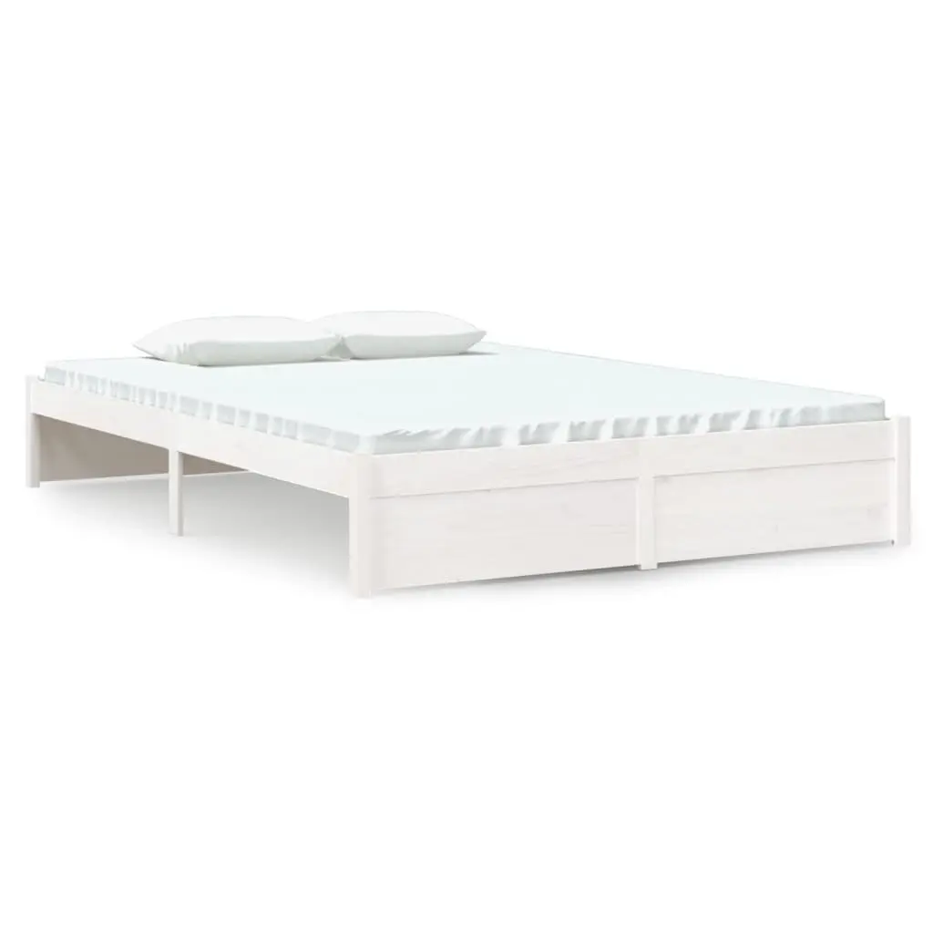 Bed Frame without Mattress White Solid Wood 135x190 cm 814925 - Furniture
