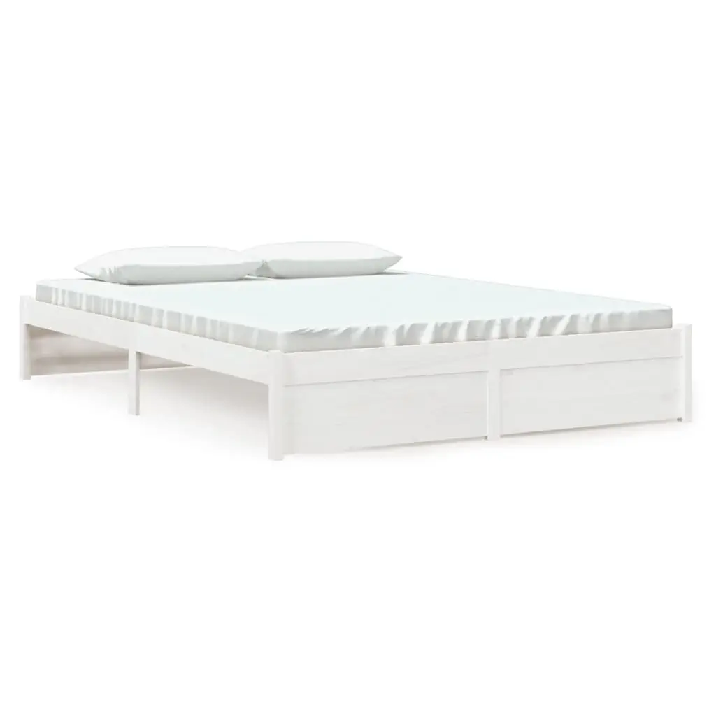 Bed Frame without Mattress White Solid Wood 150x200 cm 814955 - Furniture
