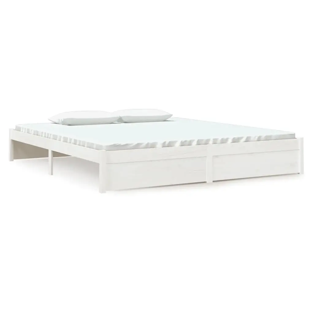 Bed Frame without Mattress White Solid Wood 183x203 cm King 814965 - Furniture
