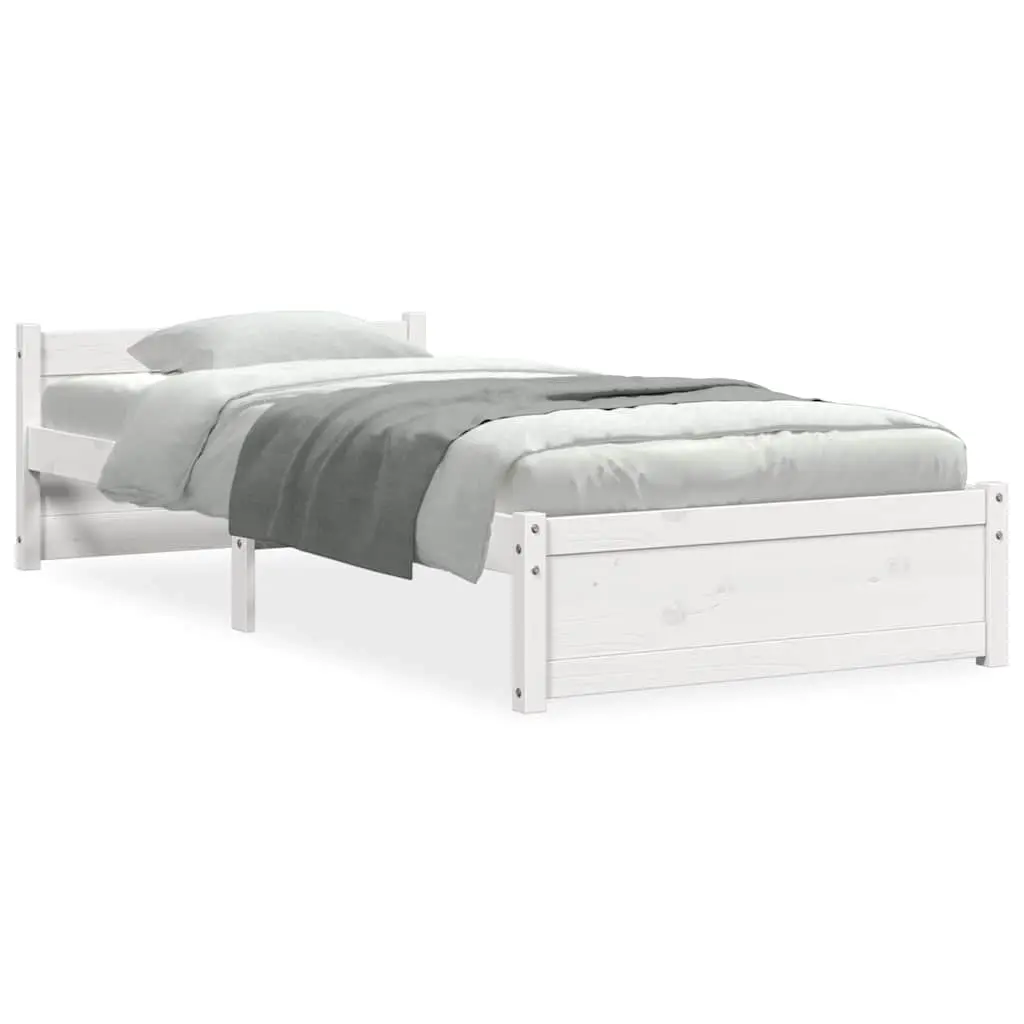 Bed Frame without Mattress White Solid Wood 90x190 cm 815010 - Furniture
