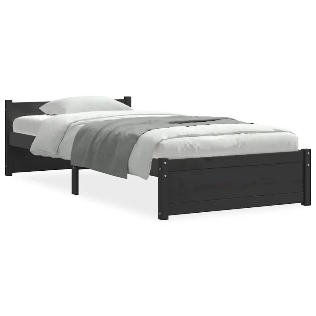 Bed Frame without Mattress Black Solid Wood 90x190 cm 815013 - Furniture