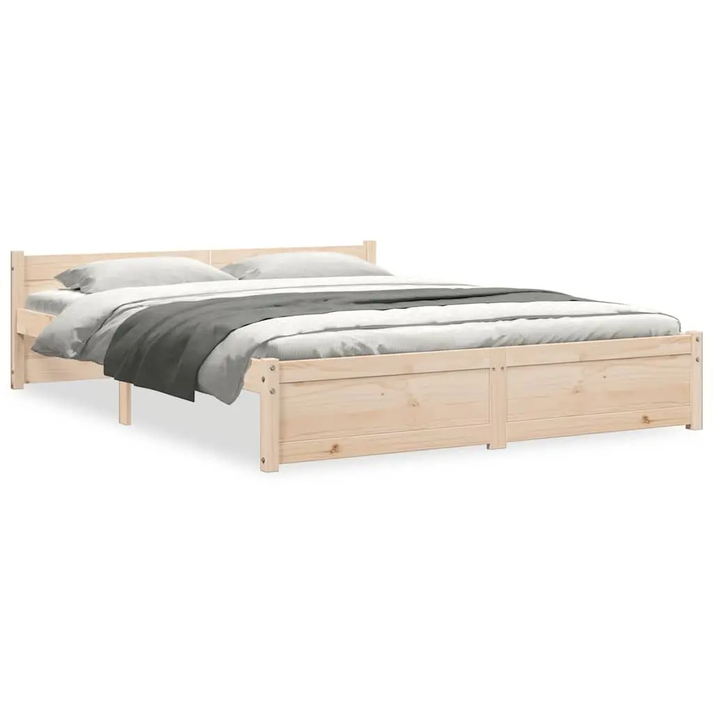 Bed Frame without Mattress Solid Wood 135x190 cm 815019 - Furniture
