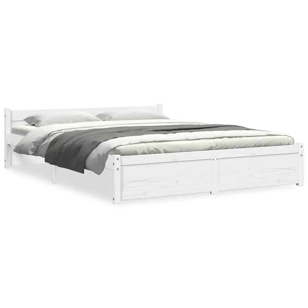 Bed Frame without Mattress White Solid Wood 150x200 cm 815050 - Furniture