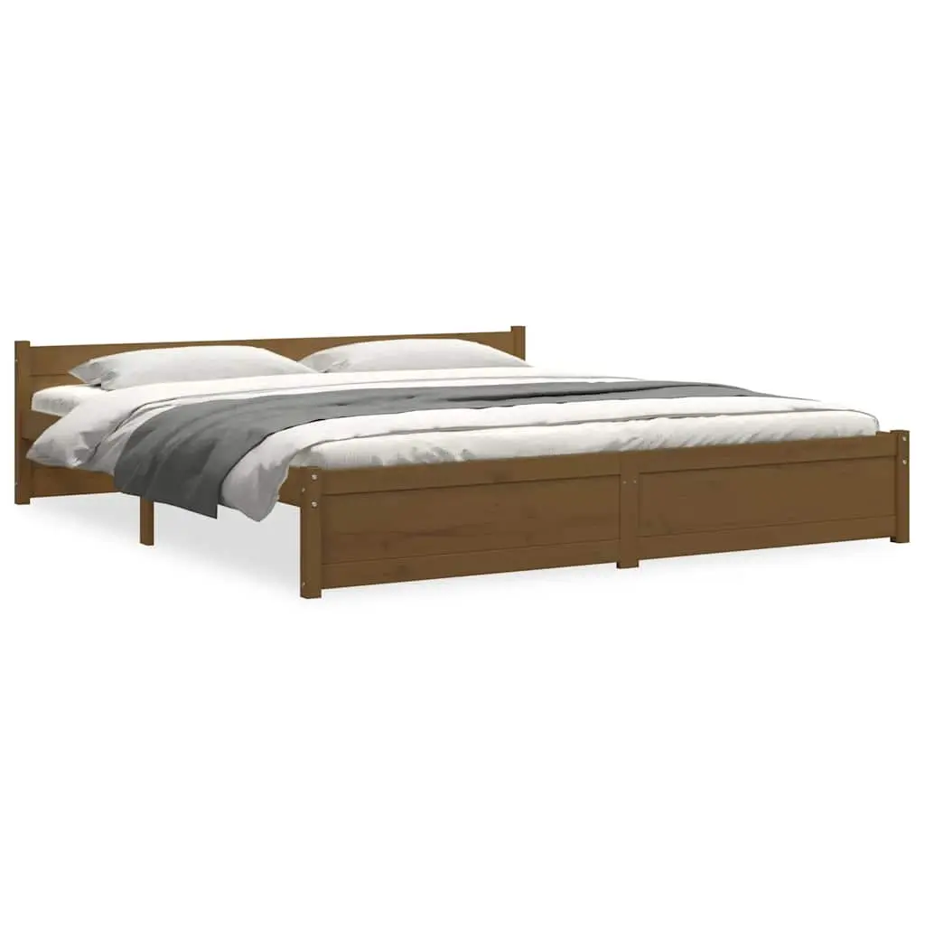 Bed Frame without Mattress Honey Brown Solid Wood 183x203 cm King 815062 - Furniture
