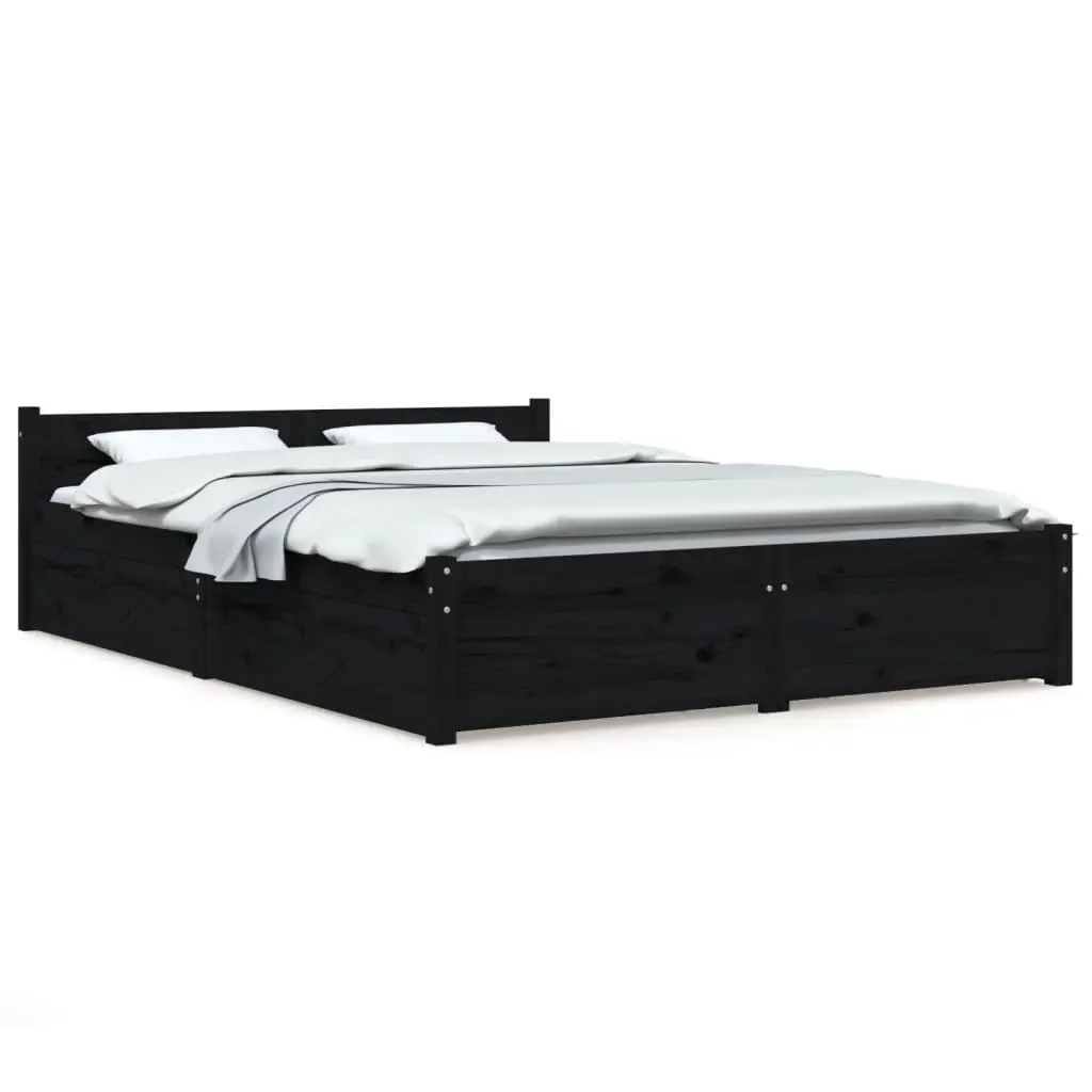 Bed Frame without Mattress with Drawers Black 150x200 cm 3103568 - Furniture