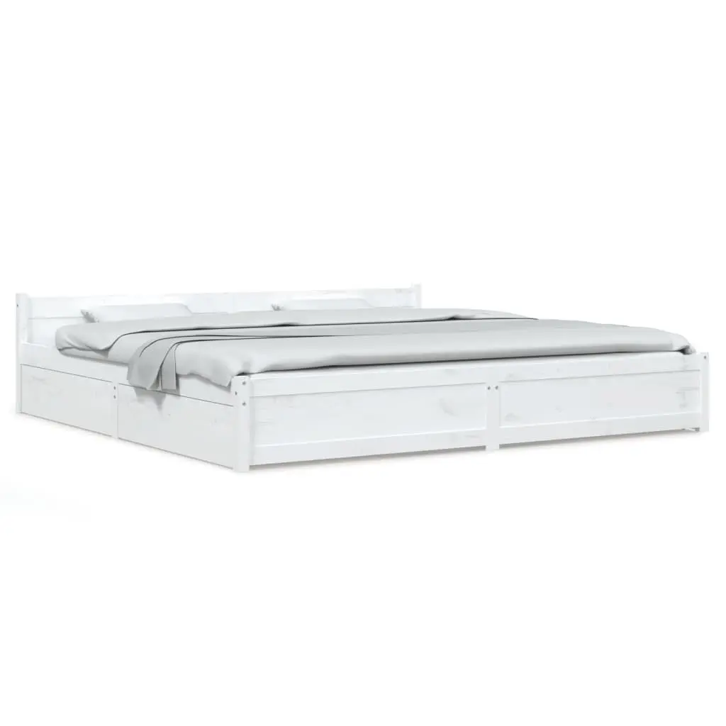 Bed Frame without Mattress with Drawers White 183x203 cm King 3103575 - Furniture