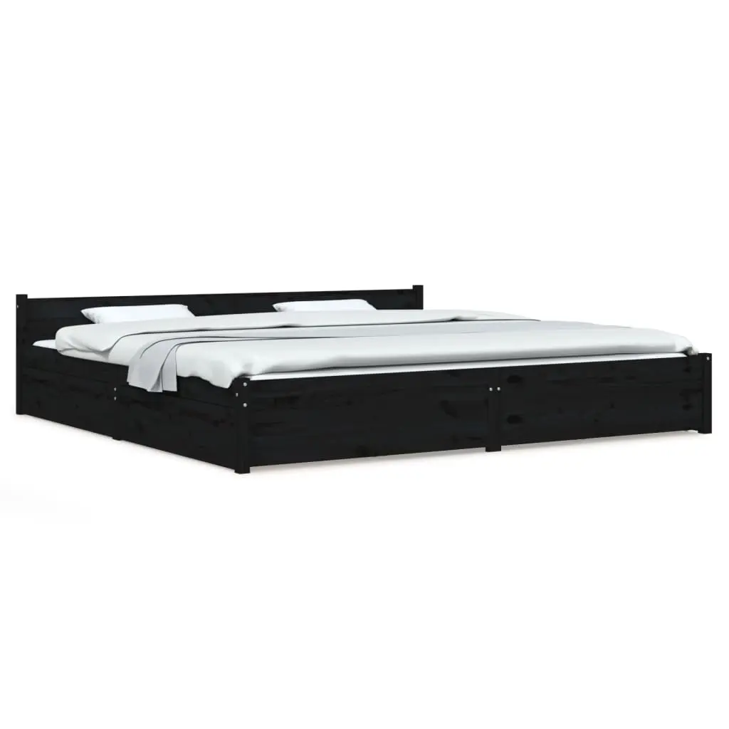 Bed Frame without Mattress with Drawers Black 183x203 cm King 3103578 - Furniture