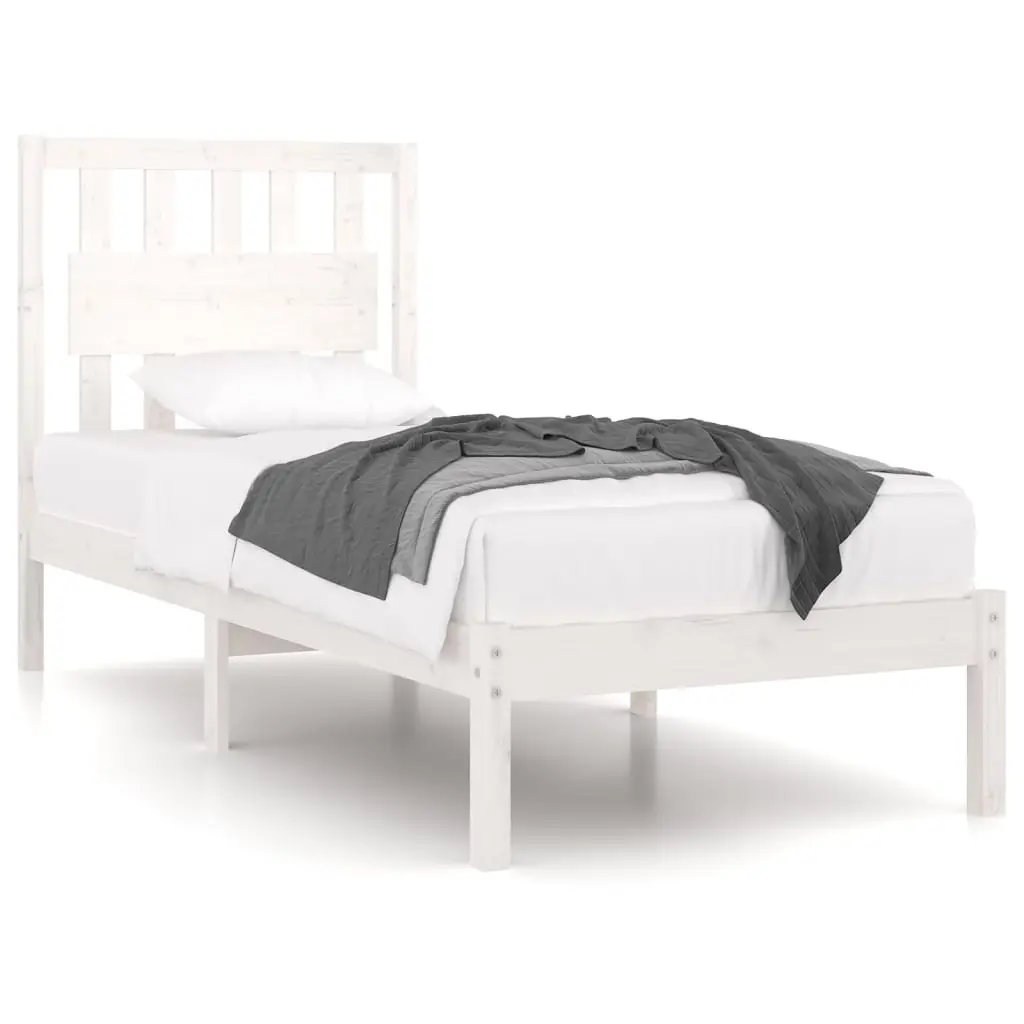 Bed Frame without Mattress White Solid Wood 90x190 cm 3103899 - Furniture