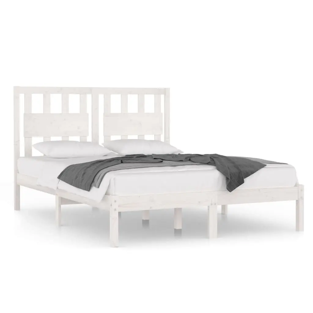 Bed Frame without Mattress White Solid Wood 183x203 cm King 3103949 - Furniture